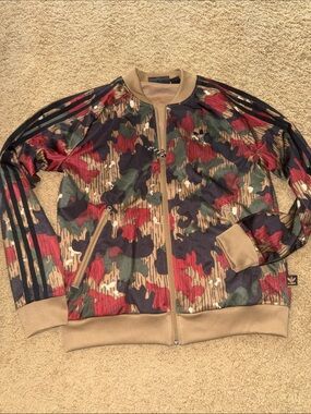 adidas Pharrell Williams Camo Zip Track Jacket - Green, Tan, Red, Navy